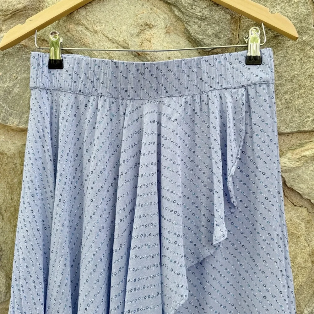 Ganni Blue Ditsy Floral Chiffon Knee Length Skirt